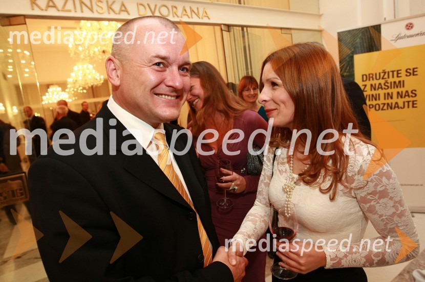 Franc Kangler, župan Mestne občine Maribor in Jana Ujčič, novinarka ter voditeljica na RTS45. Borštnikovo srečanje, otvoritev festivala