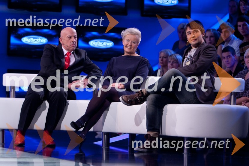 Ivo Godnič, igralec, Angelca Likovič in Goran BreščanskiBig Brother slavnih: iz hiše se je izselil Rok Kosmač