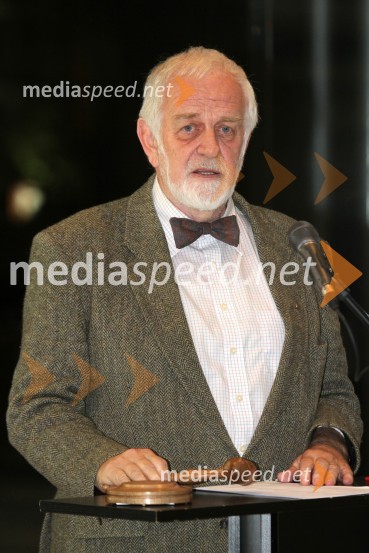 Mitja Meršol, nekdanji urednik Dela in voditelj licitacijeV rumenem okvirju, dobrodelna dražba