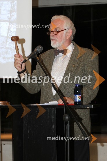 Mitja Meršol, nekdanji urednik Dela in voditelj licitacijeV rumenem okvirju, dobrodelna dražba