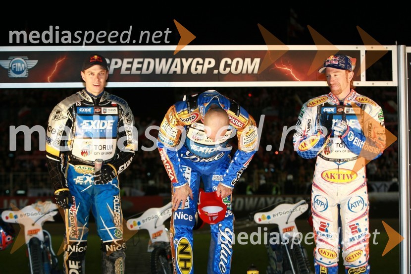 Jaroslaw Hampel (Poljska), Tomasz Gollob (Poljska) in Jason Crump (Australia)Speedway, SGP 2010, VN Poljske 2010