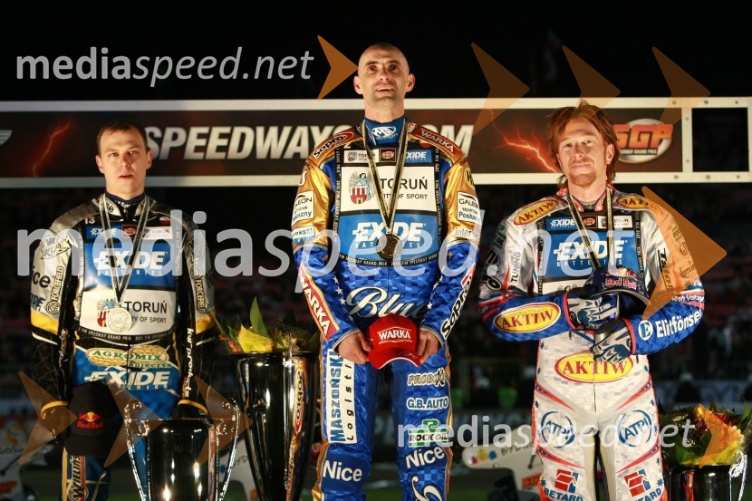 Jaroslaw Hampel (Poljska), Tomasz Gollob (Poljska) in Jason Crump (Australia)Speedway, SGP 2010, VN Poljske 2010