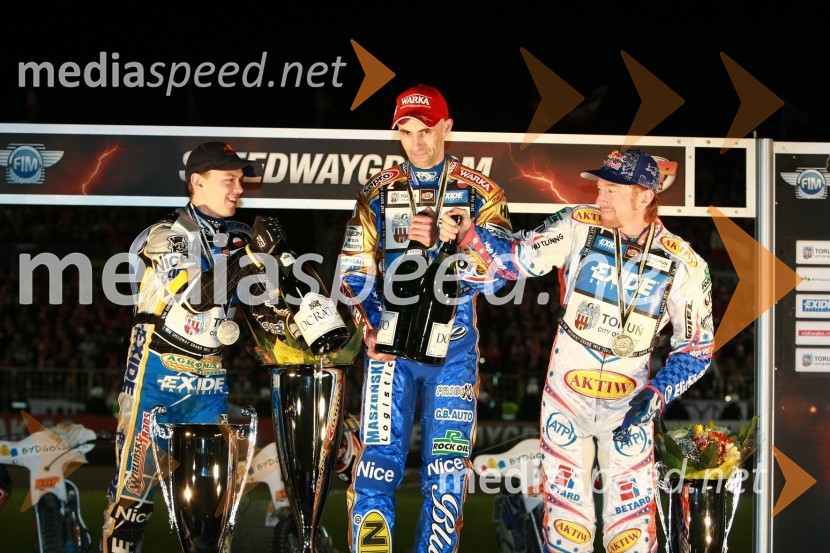 Jaroslaw Hampel (Poljska), Tomasz Gollob (Poljska) in Jason Crump (Australia)Speedway, SGP 2010, VN Poljske 2010