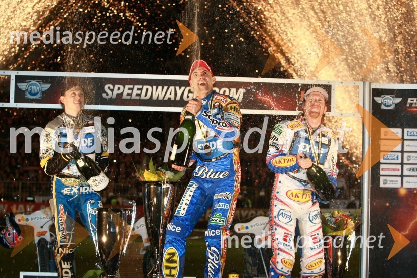 Jaroslaw Hampel (Poljska), Tomasz Gollob (Poljska) in Jason Crump (Australia)Speedway, SGP 2010, VN Poljske 2010