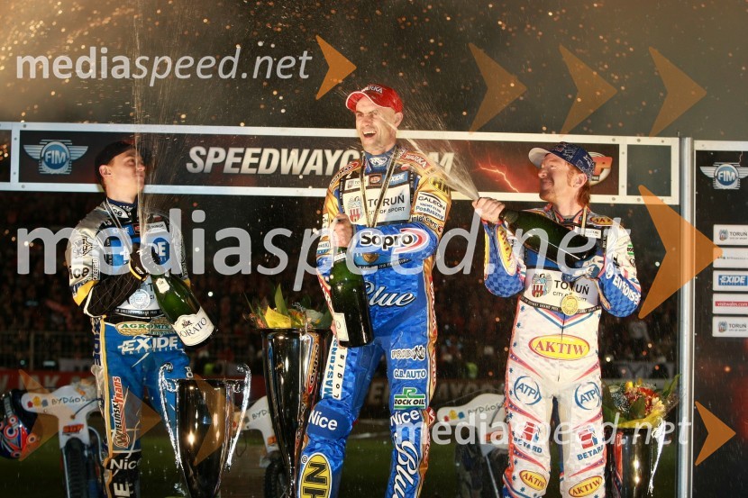 Jaroslaw Hampel (Poljska), Tomasz Gollob (Poljska) in Jason Crump (Australia)Speedway, SGP 2010, VN Poljske 2010