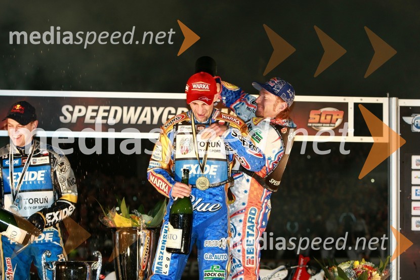 Jaroslaw Hampel (Poljska), Tomasz Gollob (Poljska) in Jason Crump (Australia)Speedway, SGP 2010, VN Poljske 2010