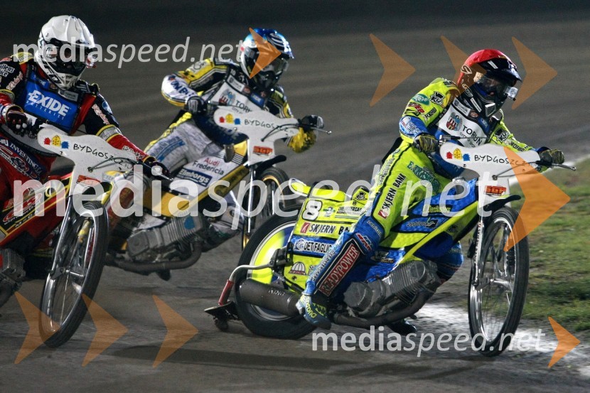 Magnus Zetterstrom (Švedska), Hans Andersen (Danska) in Kenneth Bjerre (Danska)Speedway, SGP 2010, VN Poljske 2010