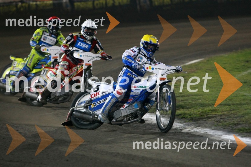 Kenneth Bjerre (Danska), Magnus Zetterstrom (Švedska) in Nicki Pedersen (Danska)Speedway, SGP 2010, VN Poljske 2010
