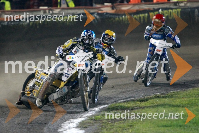 Hans Andersen (Danska), Jaroslaw Hampel (Poljska) in Rune Holta (Poljska)Speedway, SGP 2010, VN Poljske 2010