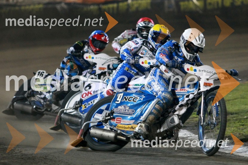 Mattia Carpanese (Italija), Nicki Pedersen (Danska) in Friderik Lindgren (Švedska)Speedway, SGP 2010, VN Poljske 2010