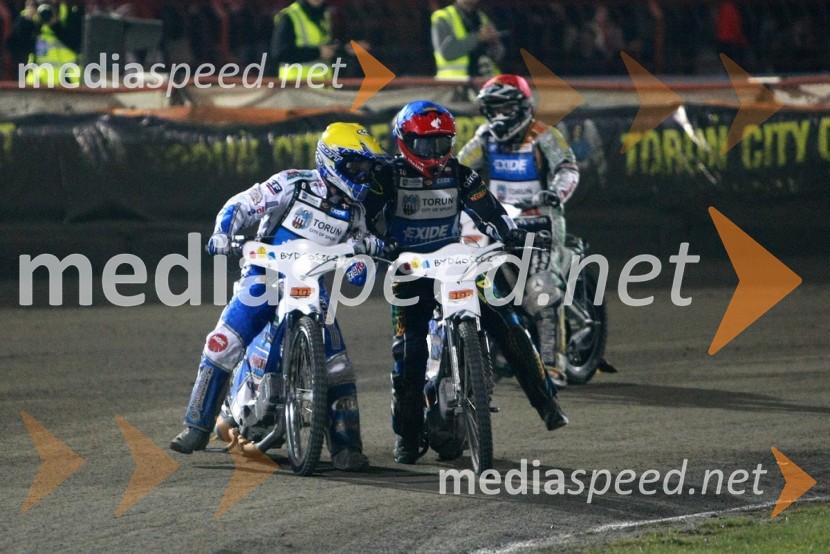 Nicki Pedersen (Danska), Mattia Carpanese (Italija) in ...Speedway, SGP 2010, VN Poljske 2010