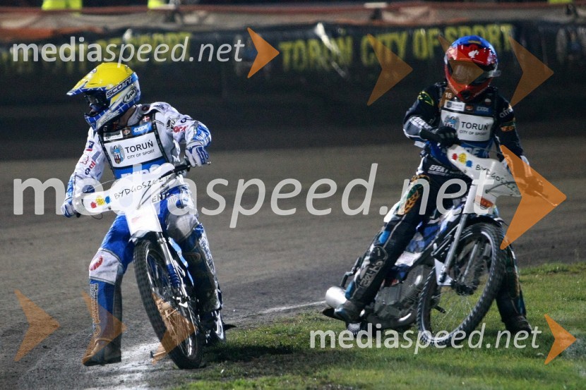 Nicki Pedersen (Danska) in Mattia Carpanese (Italija)Speedway, SGP 2010, VN Poljske 2010