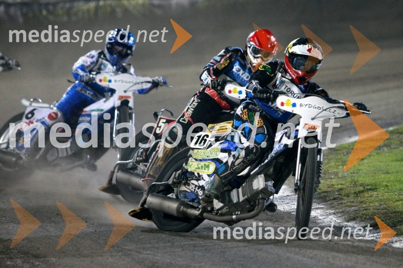Nicki Pedersen (Danska), Andreas Jonsson (Švedska) in Mattia Carpanese (Italija)Speedway, SGP 2010, VN Poljske 2010