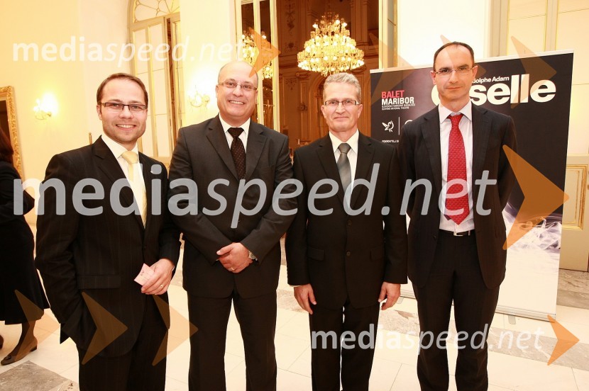 Matjaž Zadravec, direktor holdinga Tuš, Iztok Klančnik, direktor Avtenta.si, Zoran Janko, glavni izvršni direktor družbe Mobitel in Marko Boštjančič, član uprave za trženje Telekom SlovenijePremiera baleta Giselle v SNG Maribor