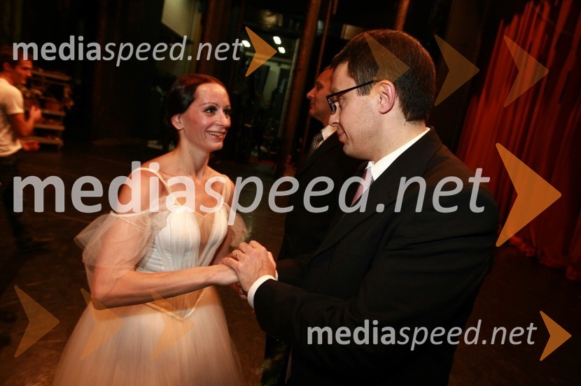 Alenka Ribič Laufer, balerina in Janko Kastelic, dirigent ter umetniški direktor Opere SNG MariborPremiera baleta Giselle v SNG Maribor