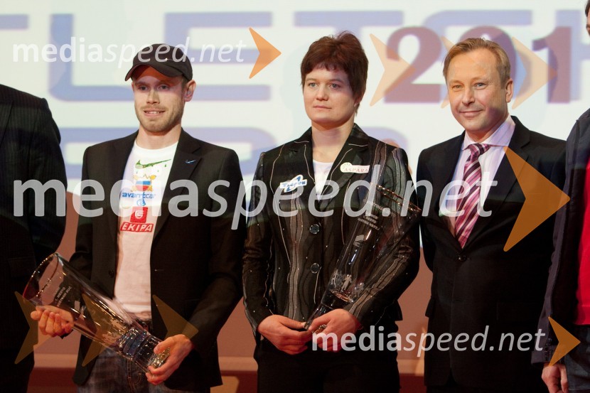 Boštjan Buč, tekač čez zapreke, Martina Ratej, metalka kopja, Peter Kukovica, predsednik Atletske zveze SlovenijeAtlet leta 2010