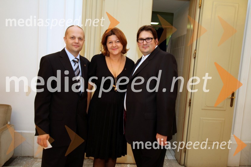 Jure Vrhovnik, tajnik rotary kluba Maribor Grad, Tatjana Novak, direktorica podjetja Press Clipping in Danijel Koletič, Apriori komunikacije80. obletnica rotarijstva na Slovenskem
