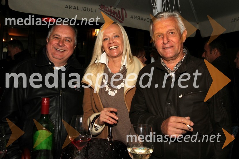 Žika Brankov, Zdenka Potnik in Aco Škerjanec1.obletnica gostilne Katrca