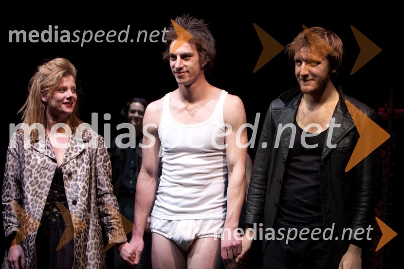 Jana Zupančič, Jure Henigman in Matej Puc, igralciMačka na vroči pločevinasti strehi, premiera v MGL