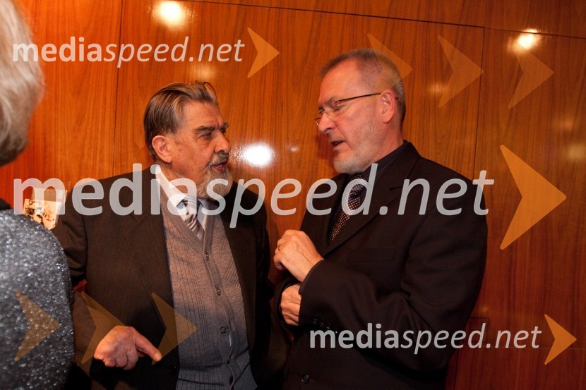 Ciril Zlobec, literat in Aleš Jan, nekdanji predsednik upravnega odbora Prešernovega sklada in redni profesor za področje radijske igre in režijeMačka na vroči pločevinasti strehi, premiera v MGL