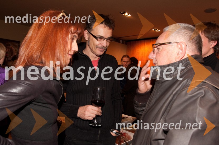 Barbara Hieng Samobor, direktorica MGL, Igor Samobor, igralec in Dušan Jovanovič, režiserMačka na vroči pločevinasti strehi, premiera v MGL