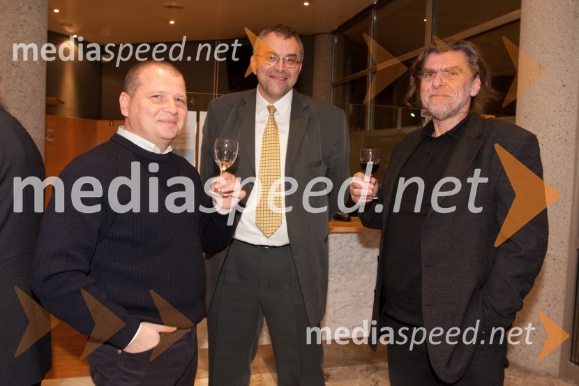 Borut Šinigoj, član sveta gledališča, Borut Bašin, odnosi z javnostjo SNG Nova Gorica in Albert Pučnar, učiteljSovražnik ljudstva, premiera v SNG Nova Gorica