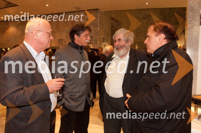 Bine Matoh, igralec, Jožko Čuk, direktor SNG Nova Gorica, Polde Bibič, igralec in Milan Vodopivec, igralecSovražnik ljudstva, premiera v SNG Nova Gorica