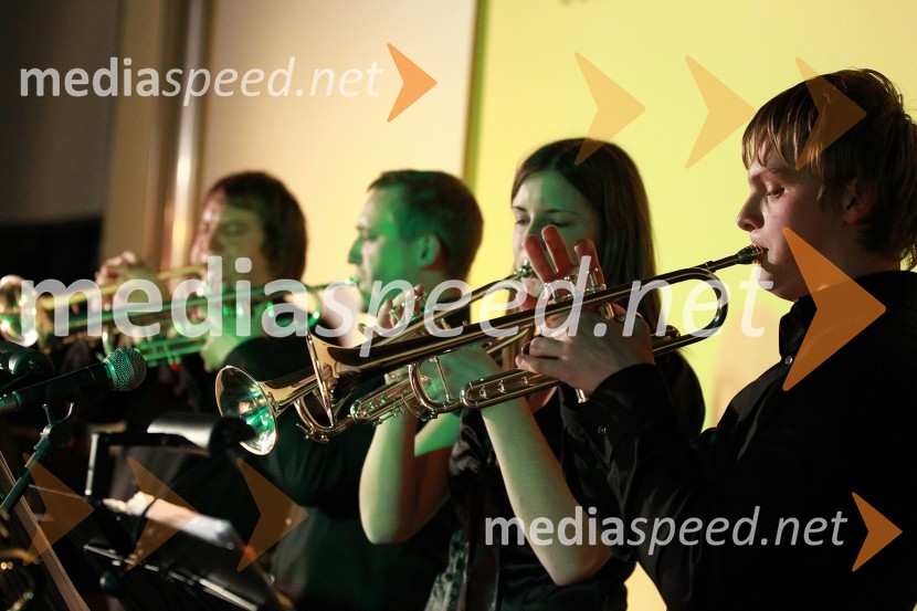 Sekcija trobentačev Big BendaDobrodelni Miklavžev koncert Big benda Glasbene šole Gornja Radgona z Otom Pestnerjem