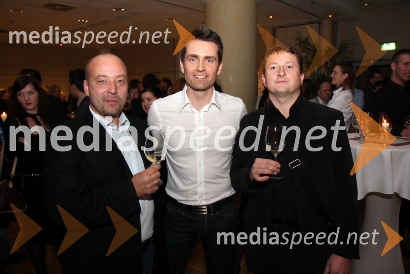 Boštjan Protner, vinar, Gorazd Kocbek, Oljarna Kocbek in Danilo Steyer, vinogradništvo SteyerSvečana prednovoletna zabava Agencije Ekskluzivno ter predstavitev koledarja Ledenovroče 2011