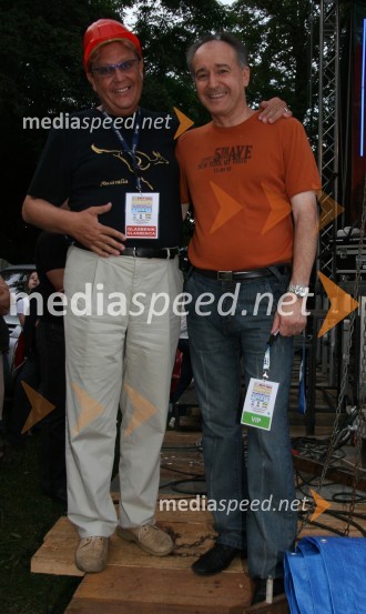 Vinko Šimek - Jaka Šraufnciger, humorist in Rajko Djordjevič, direktor VTVSmučarski skoki, tekma za Rudarsko svetilko