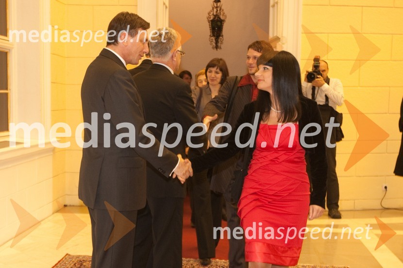 Borut Pahor, predsednik vlade Republike Slovenije in ...Sprejem treh predsednikov za novinarje in urednike