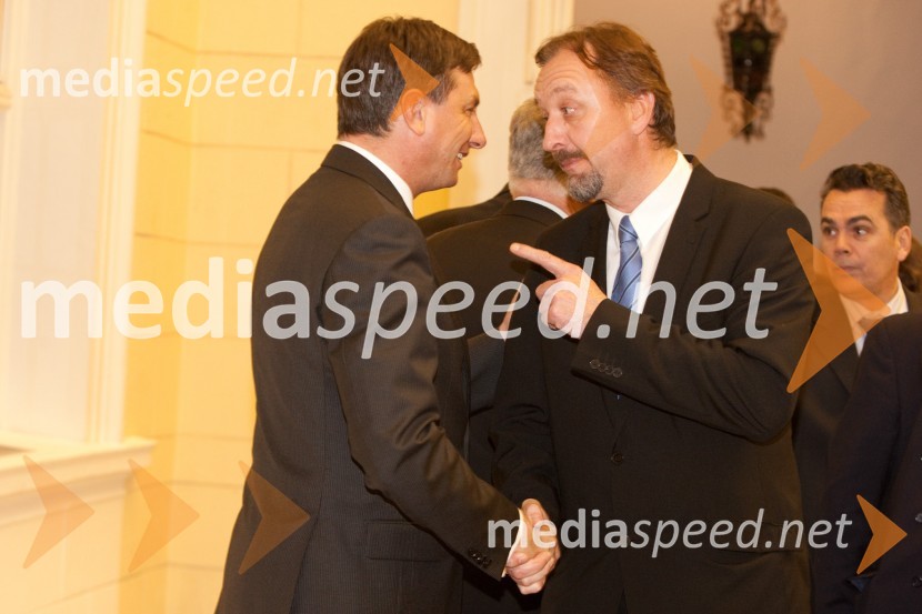 Borut Pahor, predsednik vlade Republike Slovenije in ...Sprejem treh predsednikov za novinarje in urednike