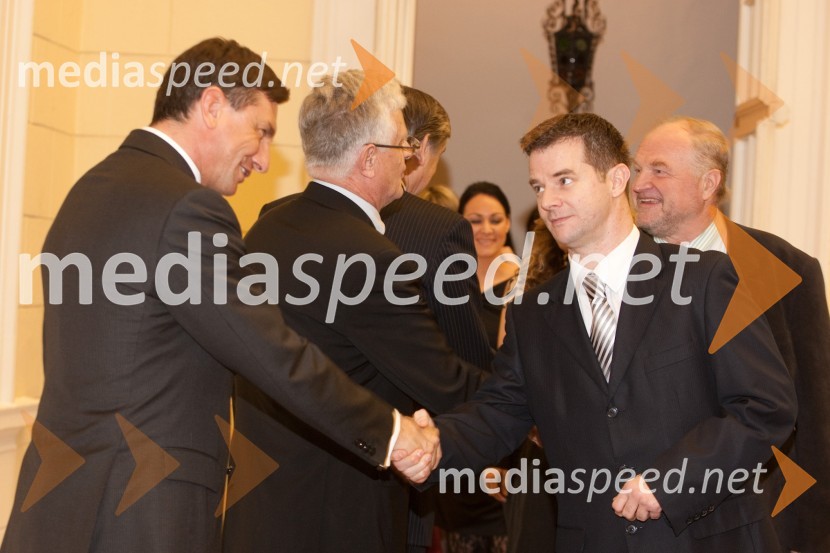 Borut Pahor, predsednik vlade Republike Slovenije in ...Sprejem treh predsednikov za novinarje in urednike