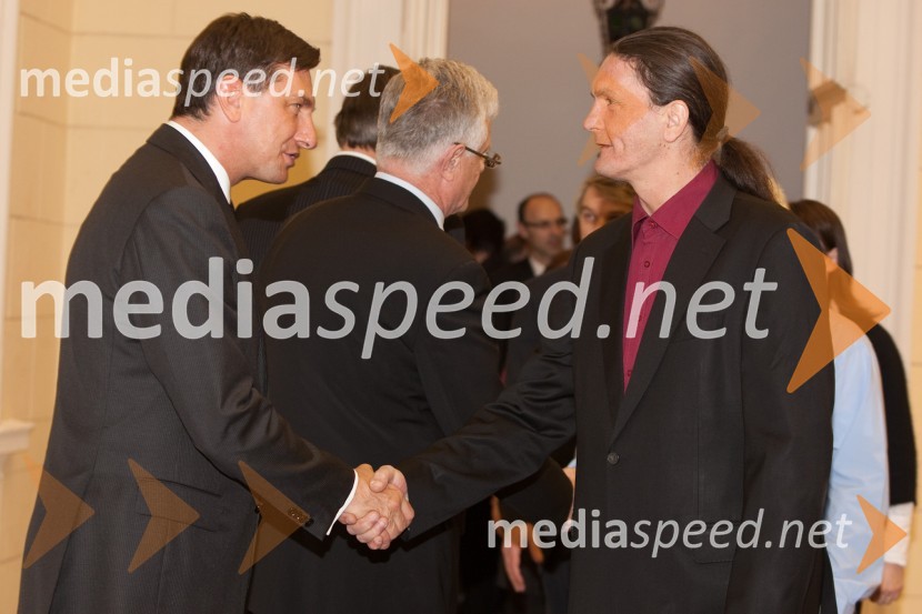 Borut Pahor, predsednik vlade Republike Slovenije in ...Sprejem treh predsednikov za novinarje in urednike