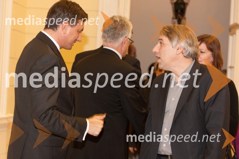 Borut Pahor, predsednik vlade Republike Slovenije in Vladimir Vodušek, Info TVSprejem treh predsednikov za novinarje in urednike