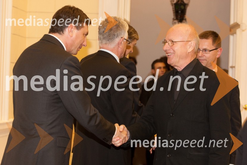 Borut Pahor, predsednik vlade Republike Slovenije in ...Sprejem treh predsednikov za novinarje in urednike