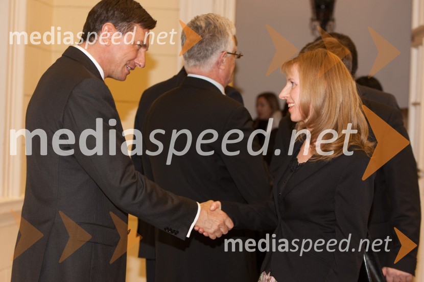 Borut Pahor, predsednik vlade Republike Slovenije in ...Sprejem treh predsednikov za novinarje in urednike