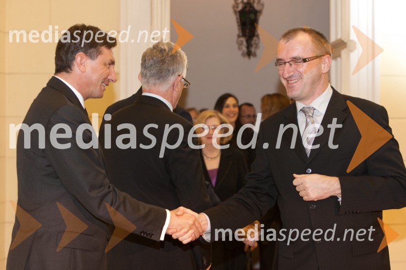 Borut Pahor, predsednik vlade Republike Slovenije in ...Sprejem treh predsednikov za novinarje in urednike