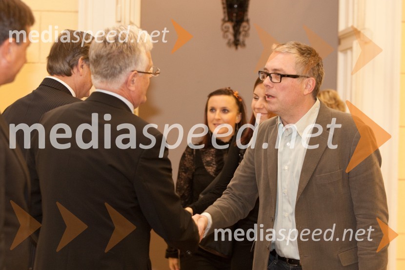 Pavel Gantar, predsednik Državnega zbora Republike Slovenije in ...Sprejem treh predsednikov za novinarje in urednike