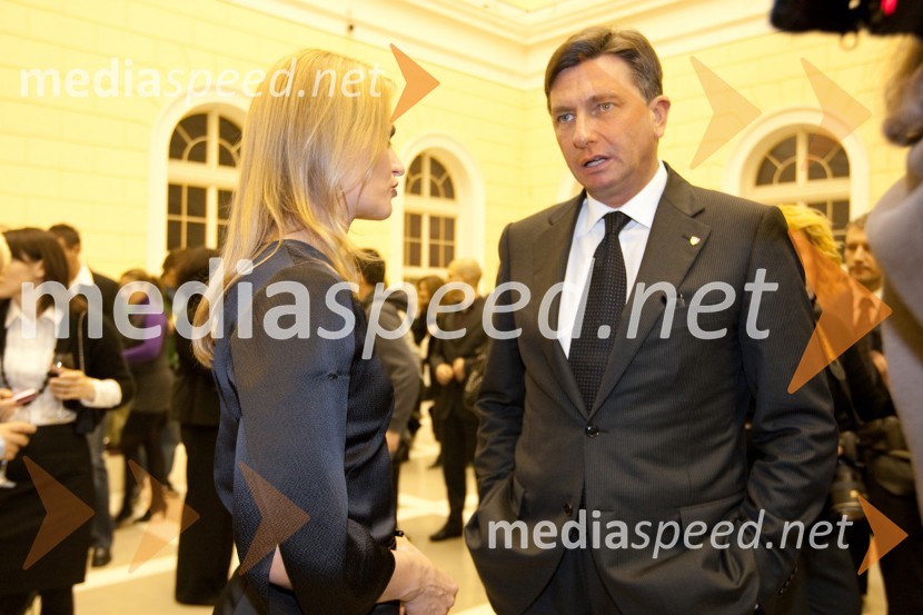 Katarina Kresal, ministrica za notranje zadeve in Borut Pahor, predsednik vlade Republike SlovenijeSprejem treh predsednikov za novinarje in urednike
