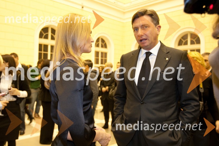 Katarina Kresal, ministrica za notranje zadeve in Borut Pahor, predsednik vlade Republike SlovenijeSprejem treh predsednikov za novinarje in urednike