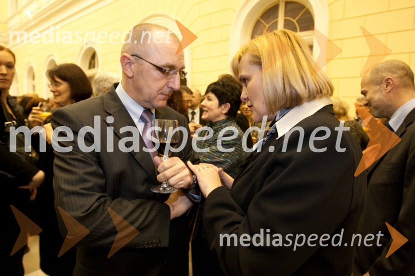 Brane Krajnik, direktor The Slovenian Times in mag. Darja Radič, ministrica za gospodarstvoSprejem treh predsednikov za novinarje in urednike