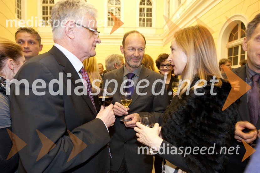 	Pavel Gantar, predsednik Državnega zbora Republike Slovenije, Miha Lampreht, direktor Radia Slovenija in ...Sprejem treh predsednikov za novinarje in urednike
