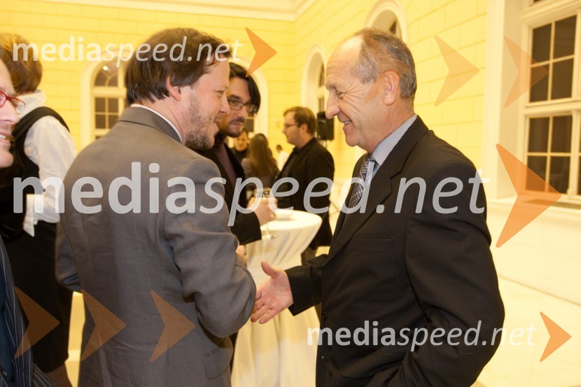 Dejan Steinbuch, svetovalec uprave Styria Media International AG in Branko Pavlin, predsednik uprave časopisne družbe DnevnikSprejem treh predsednikov za novinarje in urednike