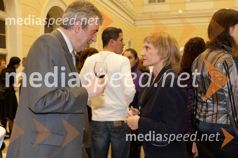 Drago Balažič, novinar in Ljerka BiziljSprejem treh predsednikov za novinarje in urednike