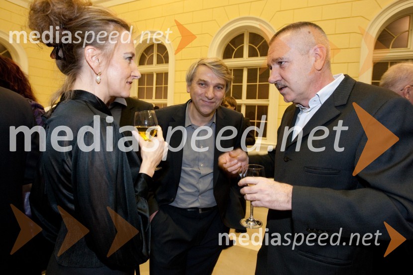 ..., Vladimir Vodušek, Info TV in Tomaž Perovič, direktor informativnega in športnega programa Pro PlusSprejem treh predsednikov za novinarje in urednike