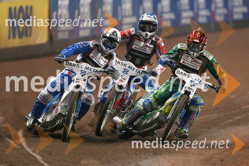 Nicki Pedersen (Danska), Piotr Protasiewicz (Poljska) in Antonio Lindbaeck (Švedska)SPEEDWAY GRAND PRIX, VN Danske 2006, dirka