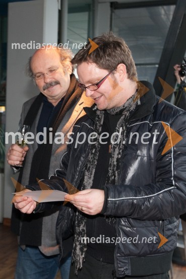 Igor Koršič, predsednik DSFU in Jurij Zrnec, igralecPodelitev Velike Zlate role ustvarjalcem filma Gremo mi po svoje