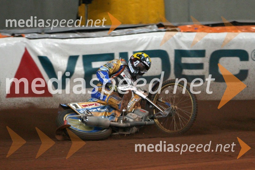 Tony Rickardsson (Švedska), padec v 7.vožnji na VN DanskeSPEEDWAY GRAND PRIX, VN Danske 2006, dirka