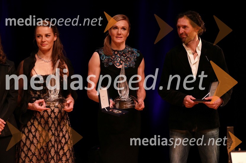 Tina Maze, smučarka in športnica leta 2010, Petra Majdič, smučarska tekačica in Andrea Massi, trener in vodja ekipe Tine MazeŠportnika leta 2010 sta Tina Maze in Dejan Zavec